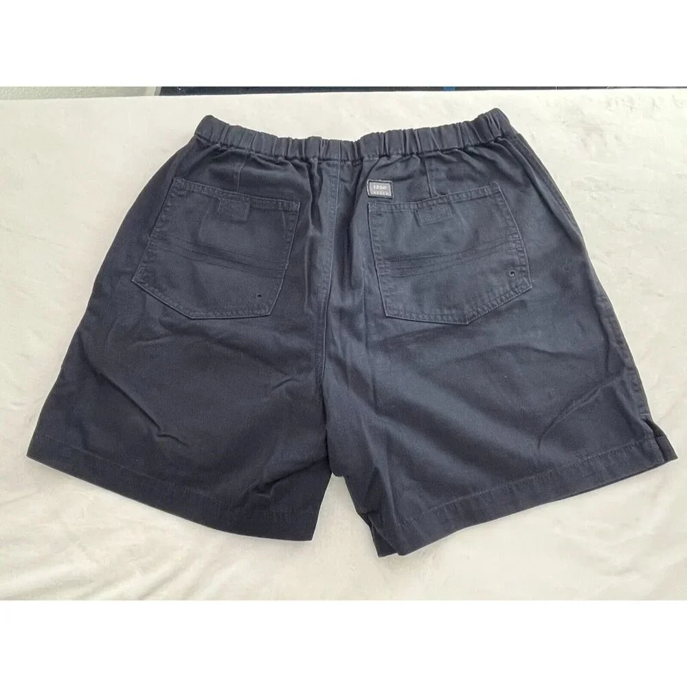 Izod PFX Mens Beach Swim Shorts Size Medium Black Solid Pockets Cotton Casual